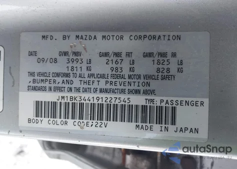 2009 Mazda Mazda3 S Touring from USA, damaged, VIN JM1BK344191227545